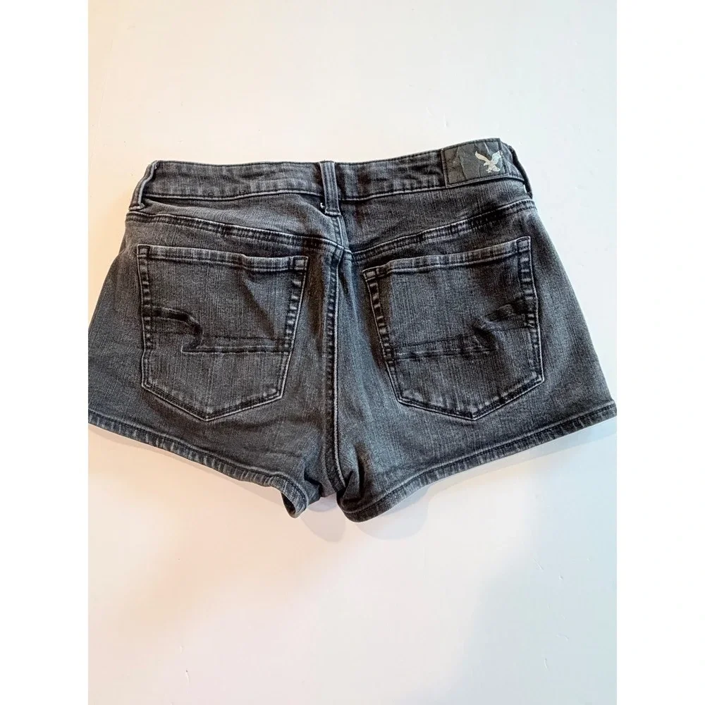 American Eagle Hi-Rise Short Black 360 Super Stretch Denim Cutoff Size‎ 4